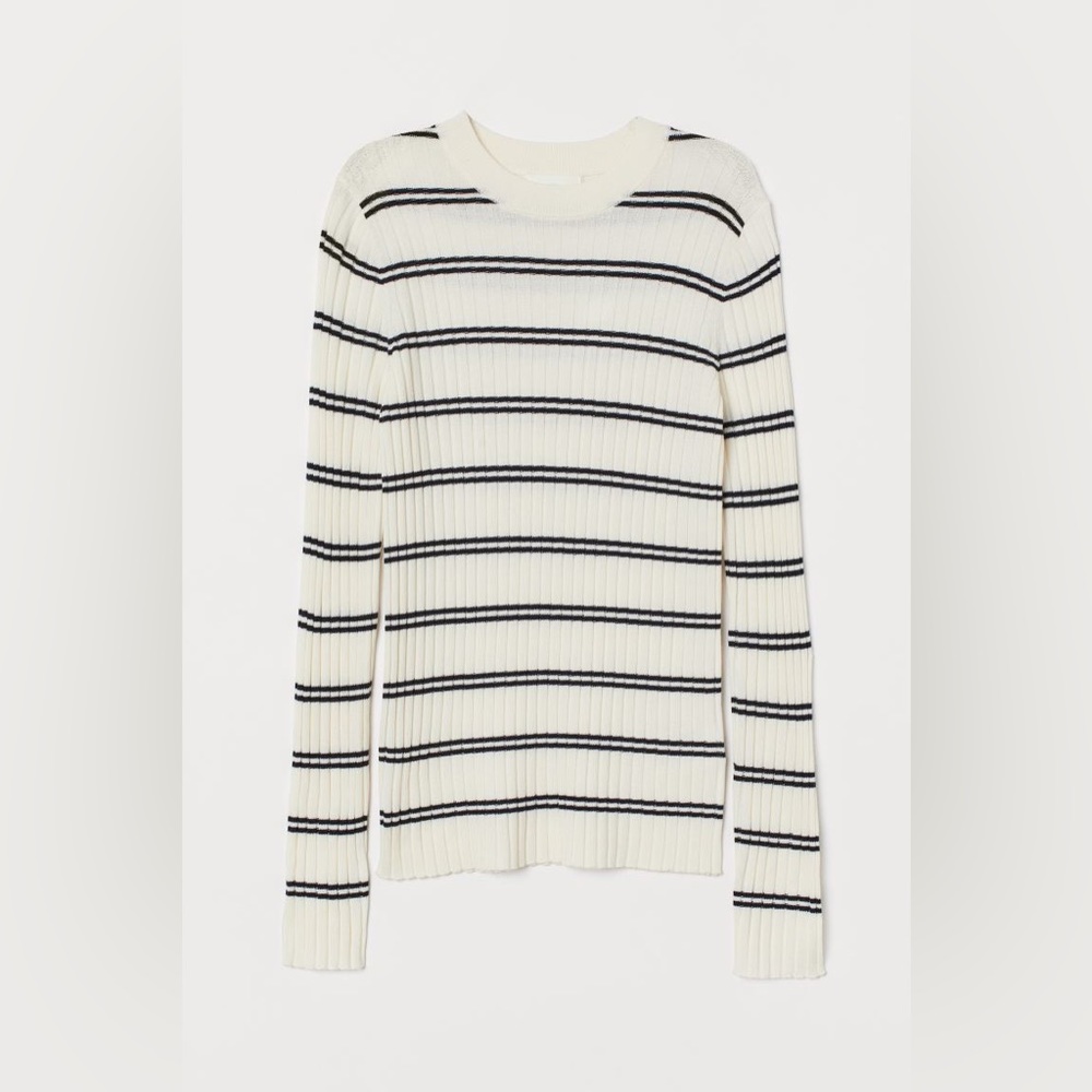 H&M Womens Ribbed Long Sleeve Tee Size Small